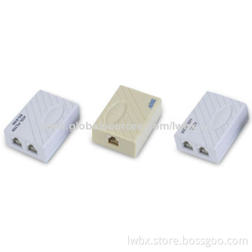 ADSL Modem Splitter with One RJ11 at One End for Line, Two RJ11 at the Other End for Phone and Modem